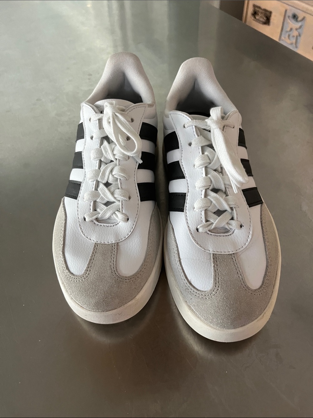 adidas White, Black & Gray Athletic Sneakers